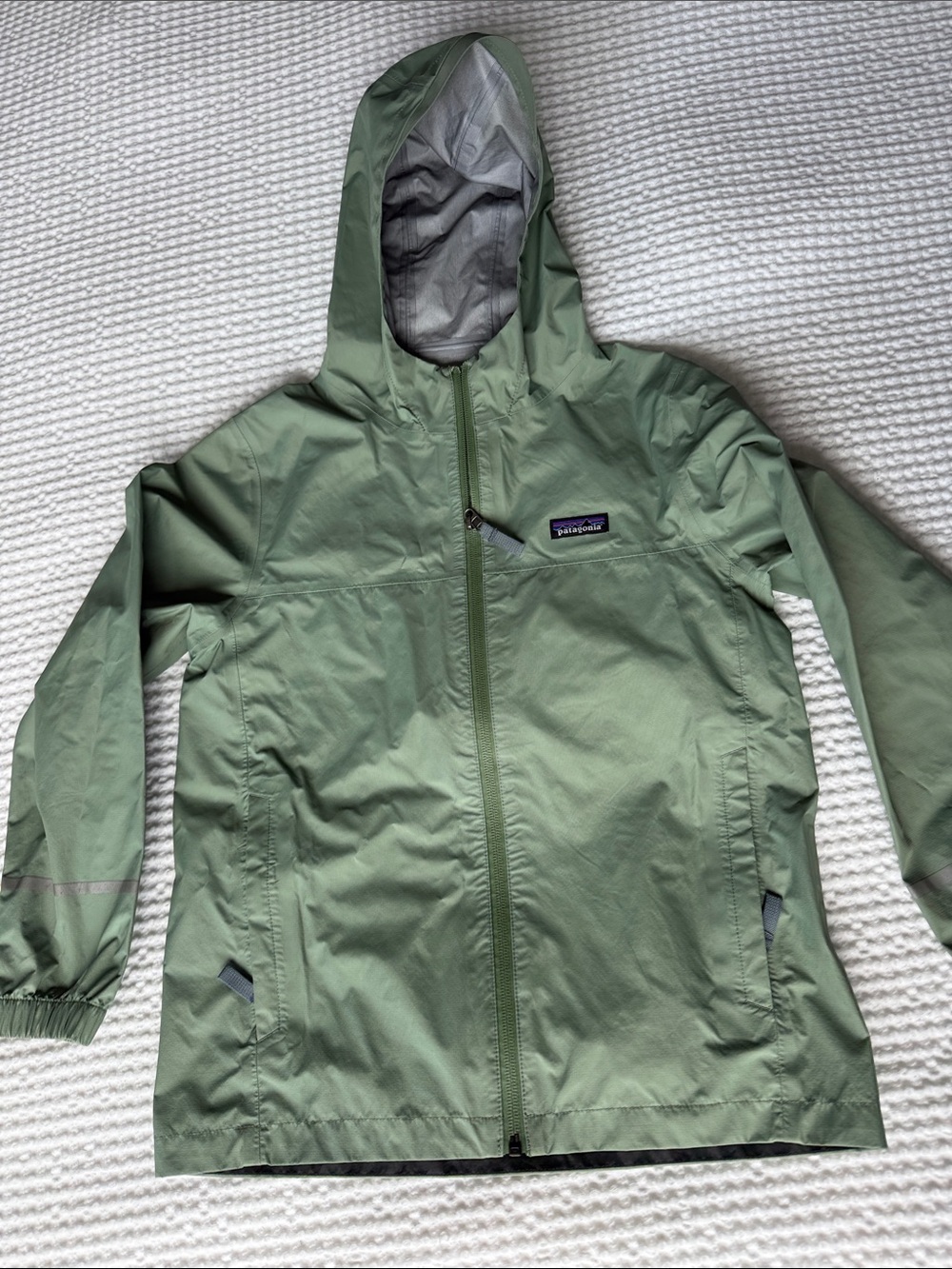 Patagonia Kids Olive Green Hooded Raincoat Torrentshell 3L